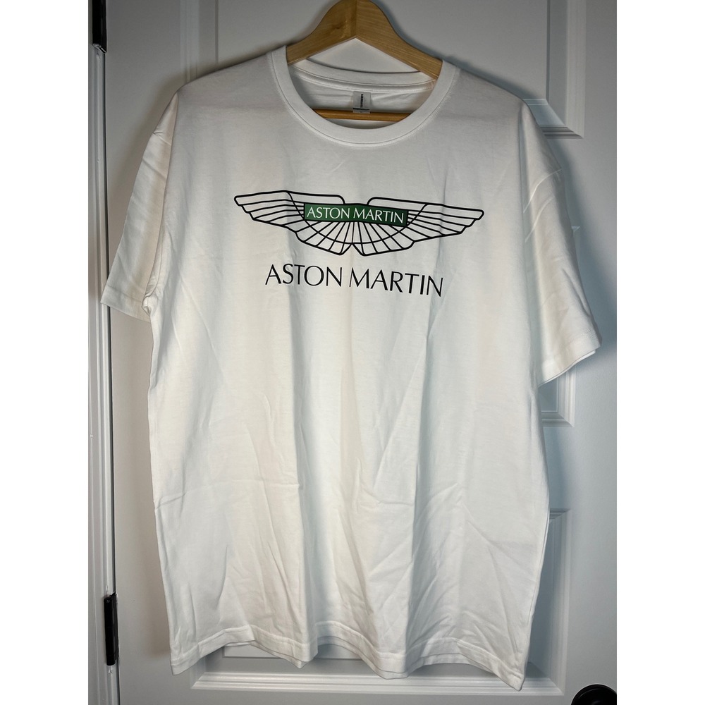 Aston Martin Wings Logo Graphic T-Shirt Mens XL White Cotton M